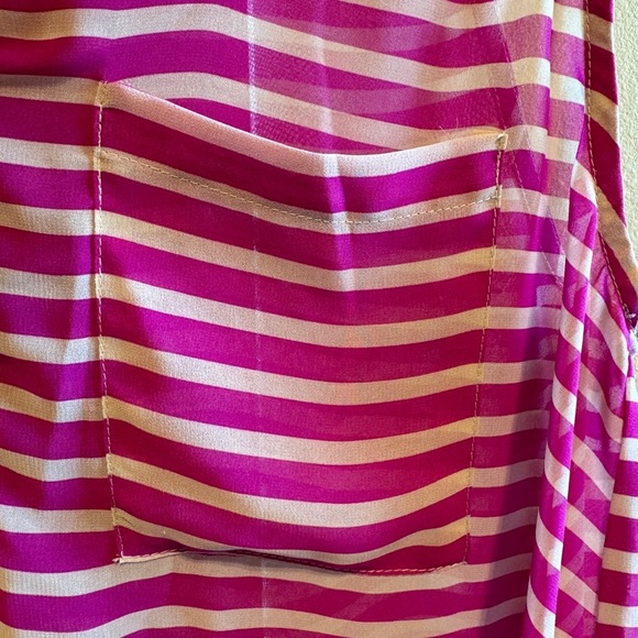 Gianni Bini Striped Women’s Sleeveless Sheer Top Blouse Sz L - Picture 5 of 11